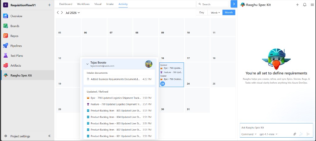 Activity Month view