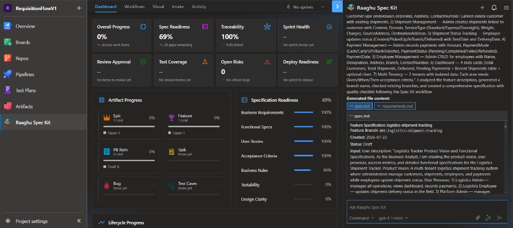 Specify command result with spec preview and Keep or Regenerate