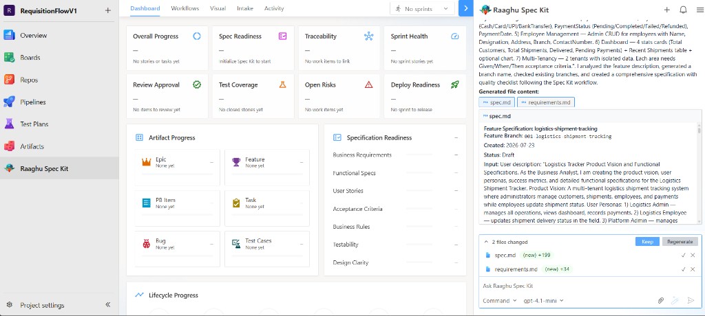 Specify command result with spec preview and Keep or Regenerate