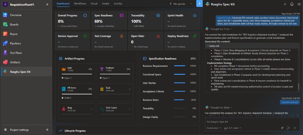 Tasks command result with tasks.md preview