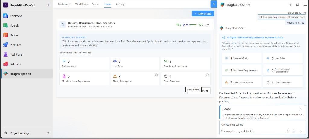 Intake document after analysis with Document Understanding cards