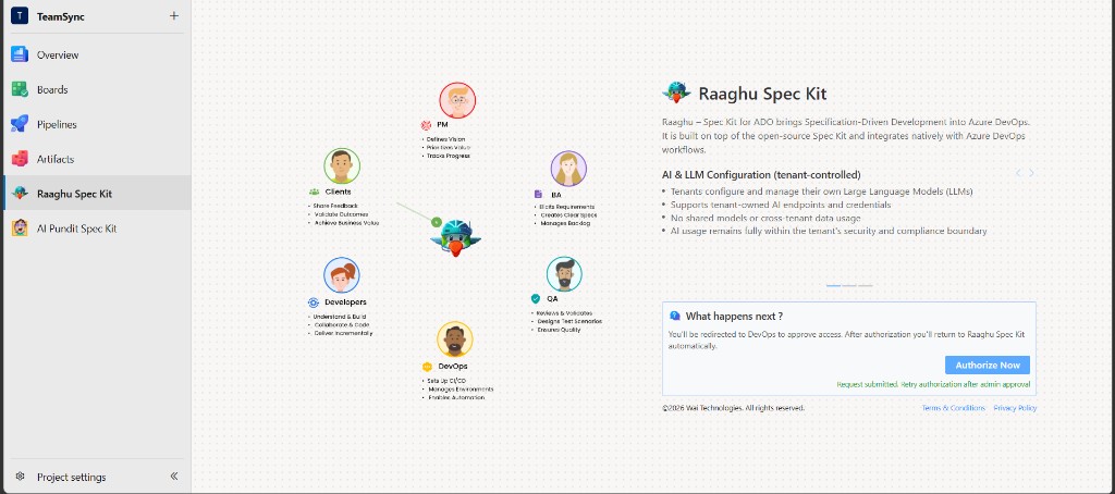 Landing page after access request is submitted