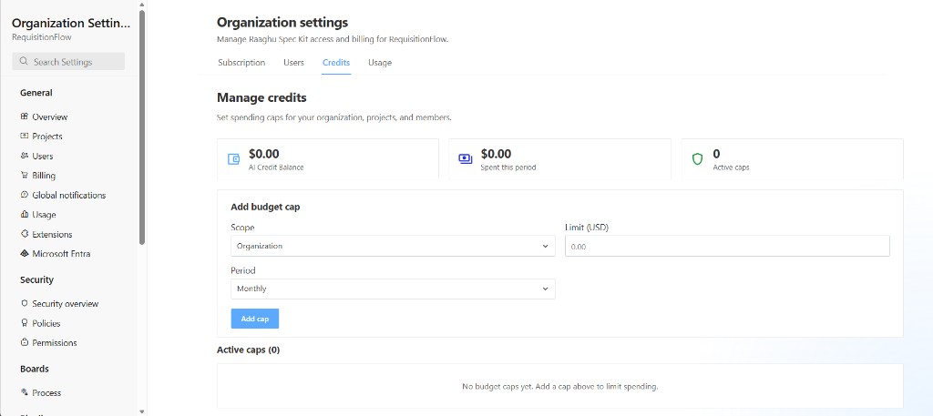 Credits tab