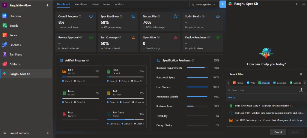Select Files panel to attach Boards items or upload files