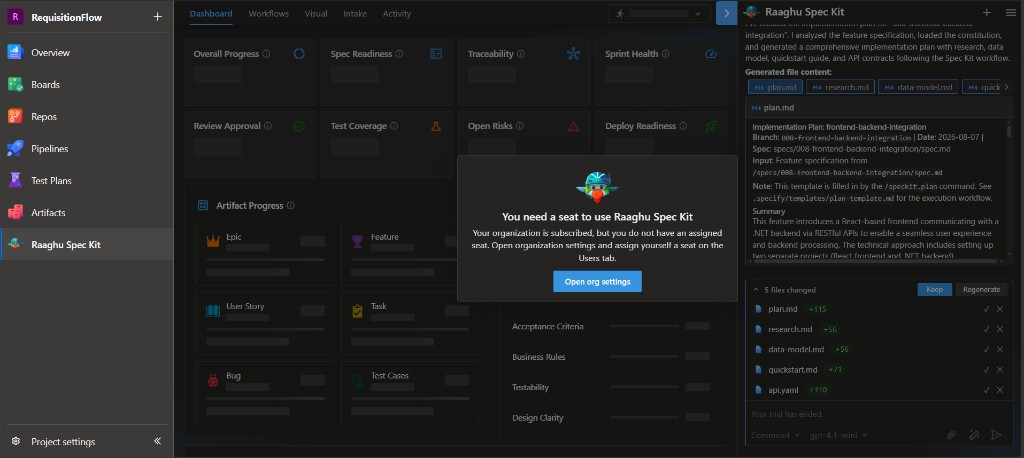 You need a seat gate with Open org settings button