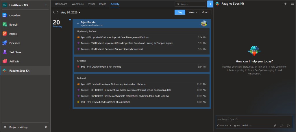 Activity feed showing Deleted entries