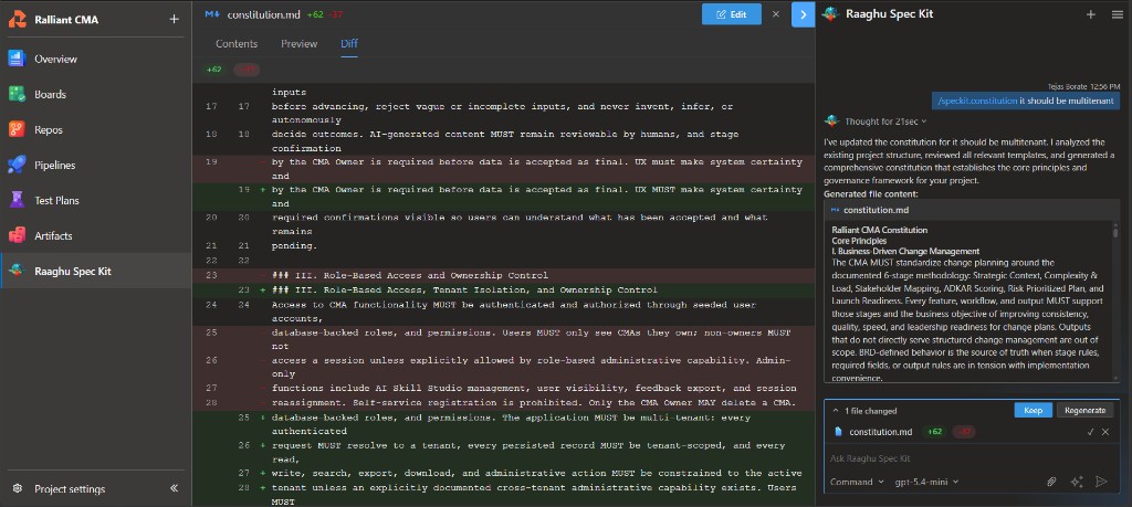 File panel Diff tab with +N / −N line counts