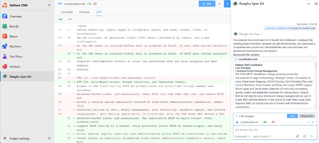 File panel Diff tab with +N / −N line counts